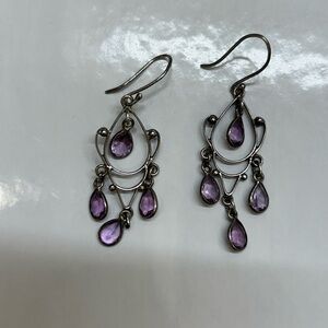 Sterling and Amethyst chandelier earrings .